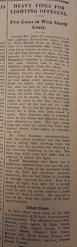 John O'Groat Journal, 3rd November 1939, page 4