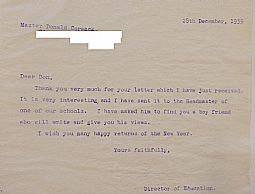 CC.6.2.33 Director of Education letter book, 29th December 1939 (the original letter book is very faint) 