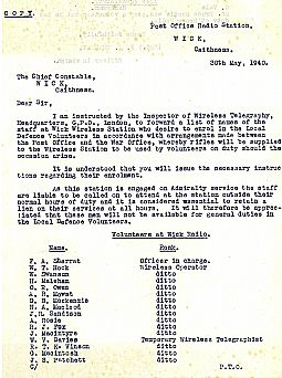 P567/6 28th May 1940, Wick Wireless LDV Volunteers 