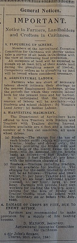 John O'Groat Journal, 28th June 1940, page 1 
