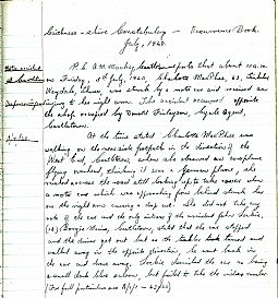 NC/1/19 Police incident report on car accident, 5th July 1940 