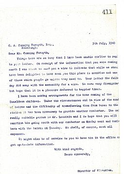 Director of Education letter book, 9th july 1940, page 411