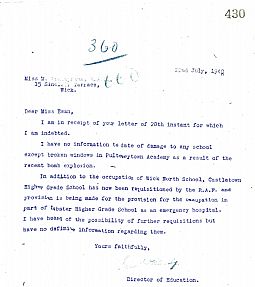 Director of Education Letter book, page 430, 22th July 1940