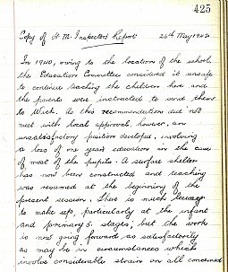 Ackergill School Log Book, Copy of Inspector's Report, 1940