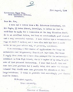 Director of Education letter book, 31st August 1940