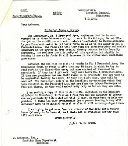 Caithness Constabulary correspondence, 5th September 1940 