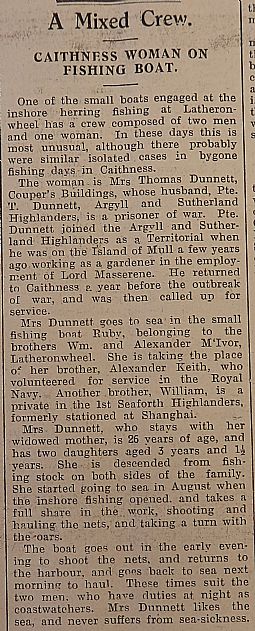 A mixed crew (John O'Groat Journal 20.09.1940)