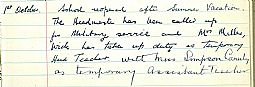 Bower School log book 01.10.40