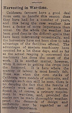 Harvesting in war-time. John O'Groat Journal 04.10.40