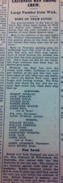 Jervis Bay Report. John O' Groat Journal 15.11.1940