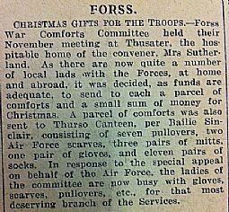 Forss Christmas Gifts (article in John O' Groat Journal 06.12.1940)