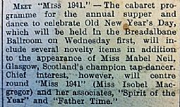 "Miss 1941" article in John O' Groat Journal 10.01.1941