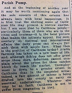 Parish Pump article in John O' Groat Journal 10.01.1941