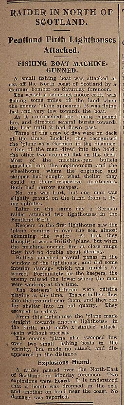 John O'Groat Journal "Raider in North..." 28.02.1941 