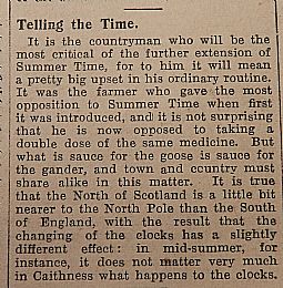 John O'Groat Journal 14.03.1941. "Telling the time"