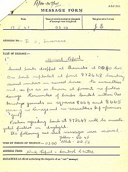 Police. Bombs dropped at Thrumster 17.05.1941