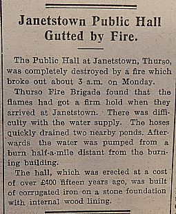 John O'Groat Journal "Janetstown fire" 30.05.1941