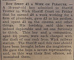 John O'Groat Journal 01.08.1941. Boy spent £1