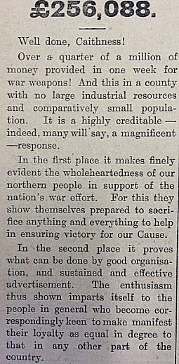War Weapons Week editorial from John O'Groat Journal 11.07.1941