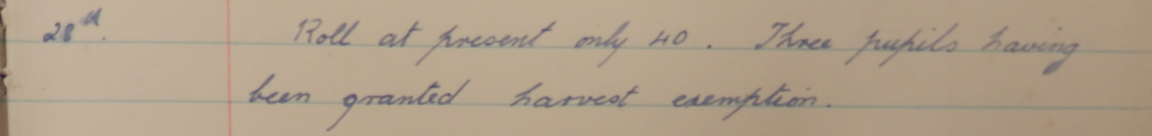 28.09.1942 Bower School - 3 children granted exemption